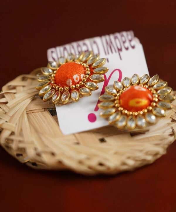 Bandhani Earrings in Orange