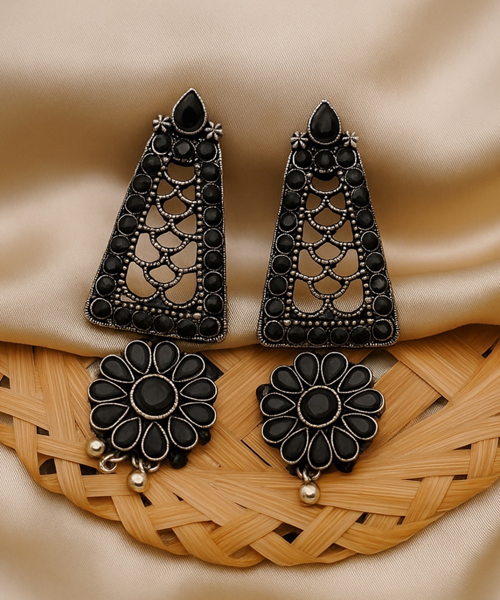Black German silver earrings