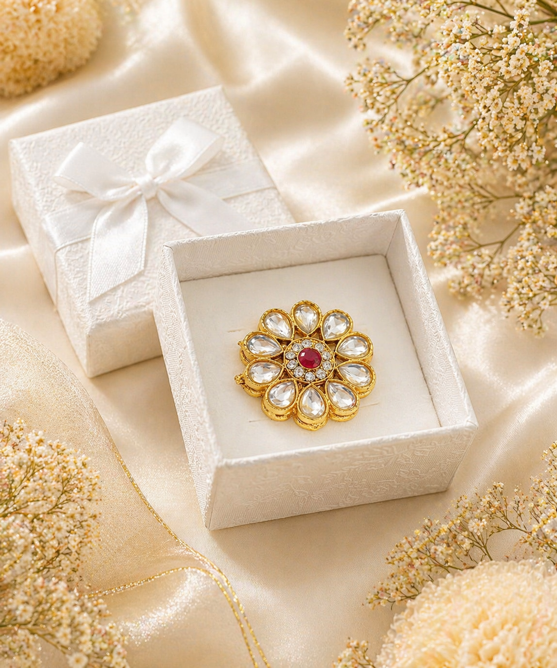 Floral Kundan Ring