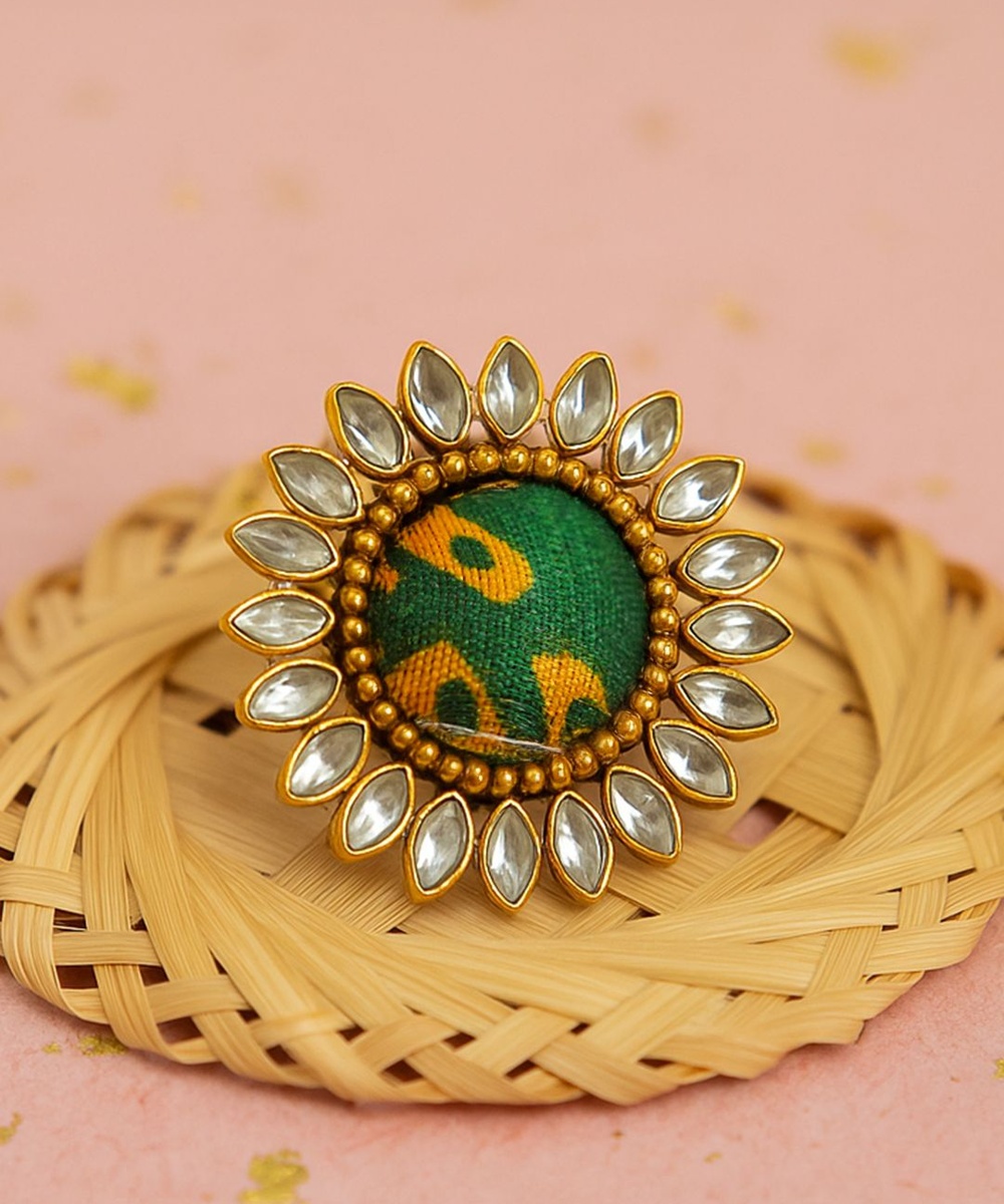 Green Bandhani Ring