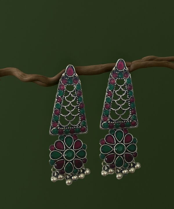 Gulnaar Bloom German Silver Jhumki