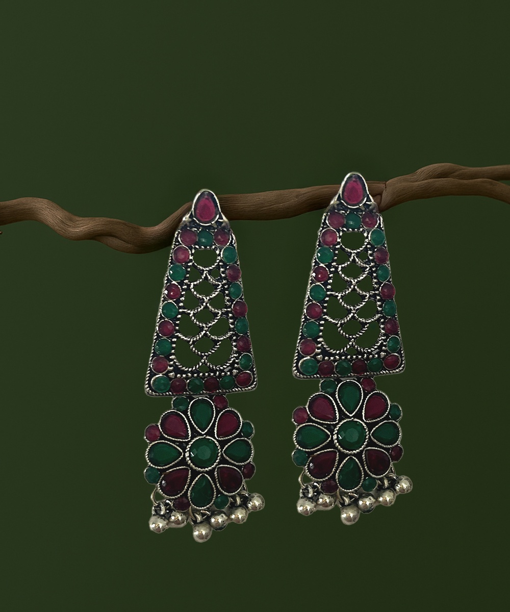 Gulnaar Bloom German Silver Jhumki