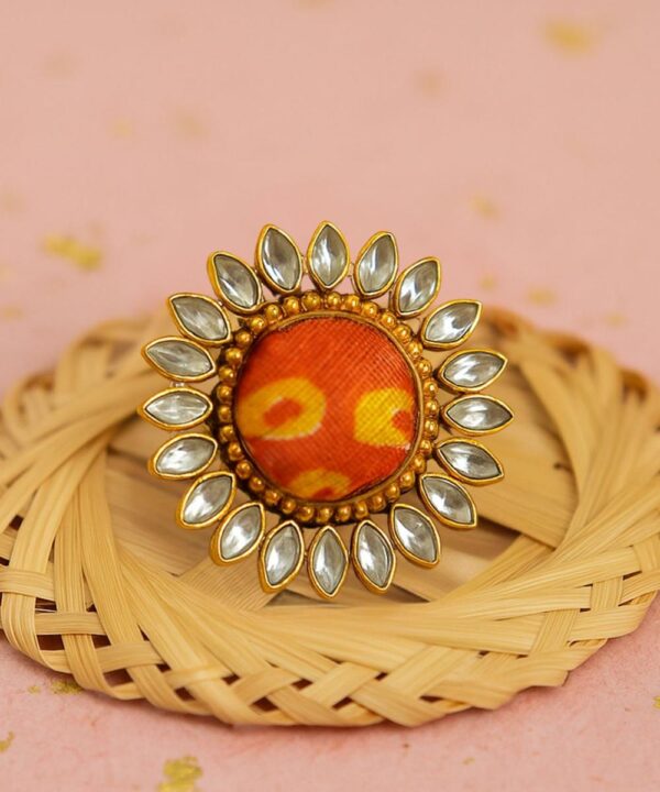 Orange Bandhani Ring