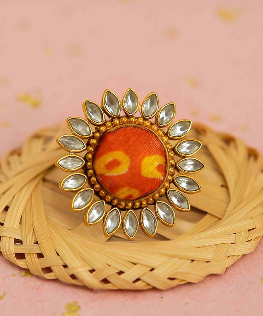 Orange Bandhani ring
