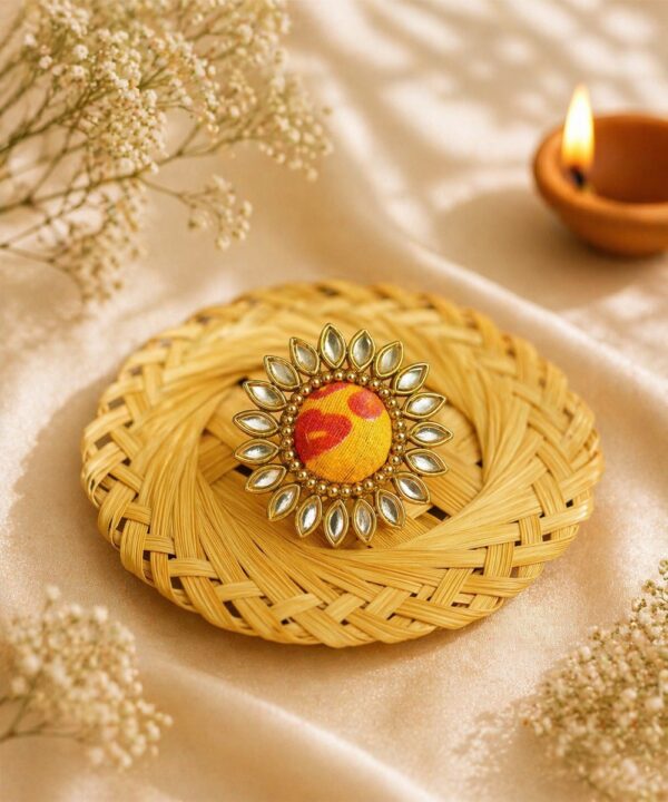 Yellow Bandhani Ring