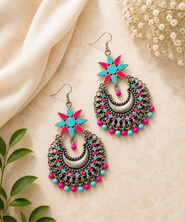 Pink and Blue Chandbalis