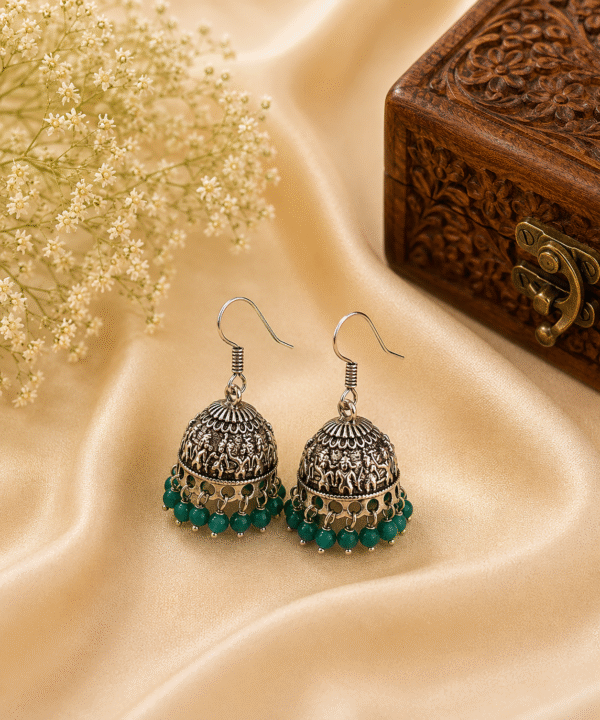 Emerald Bloom Jhumkas