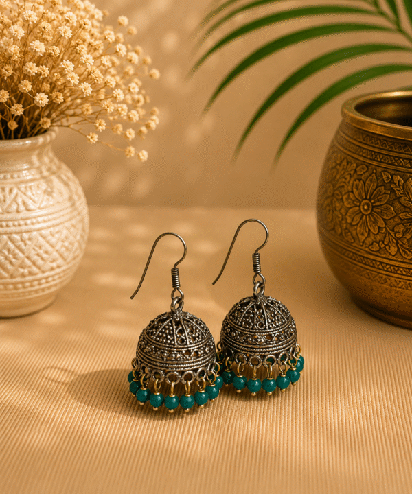 Morni Teal Jhumkas