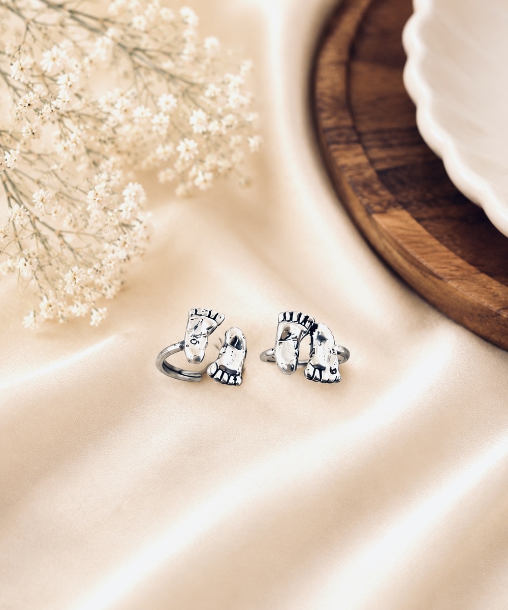 Silver Footprint Toe Rings